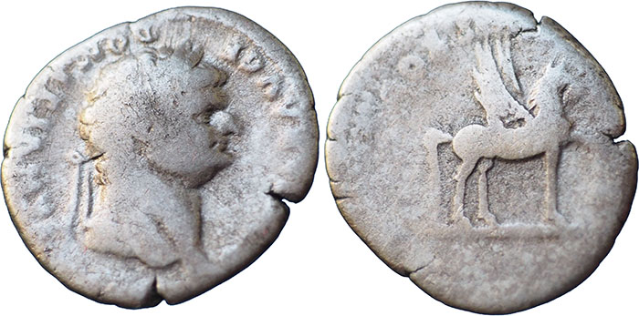 Domitian AR Denarius – COS IIII – Pegasus standing right – RSC 47