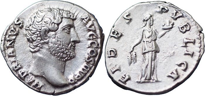 Hadrian AR Denarius FIDES PVBLICA
